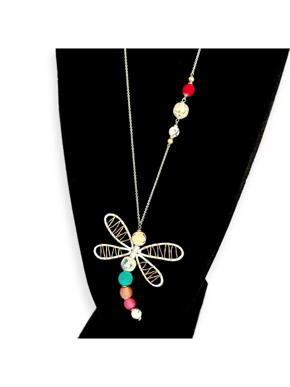JJill Colorful Dragonfly Pendant Necklace New - Picture 4 of 7